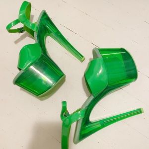 Neon Green Pleasers pole/stripper heels UVREACTIVE
